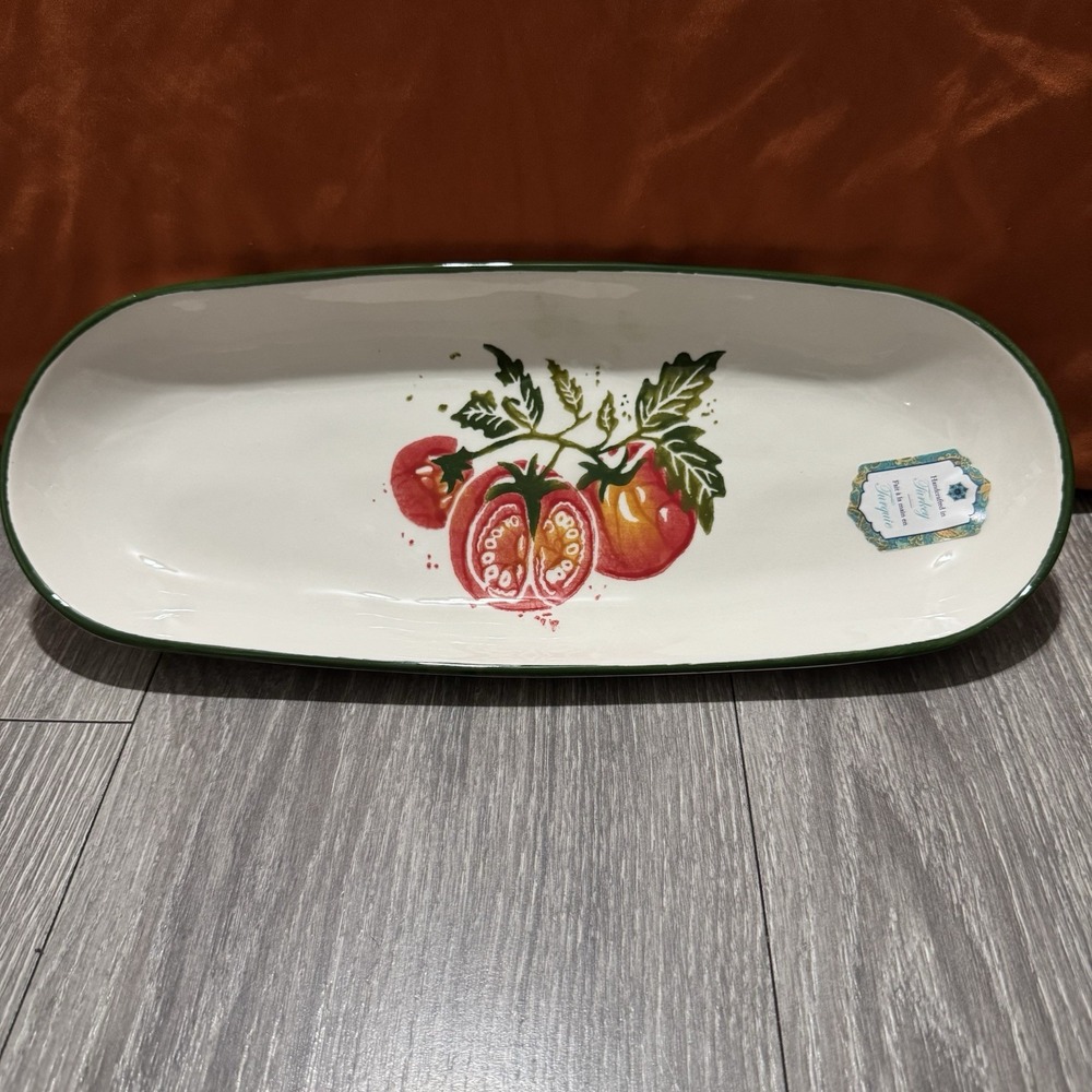 Papart Seramik Tomatoe Serving Dish‎ L12.5" x W5.5" Handpainted Turkey Holiday